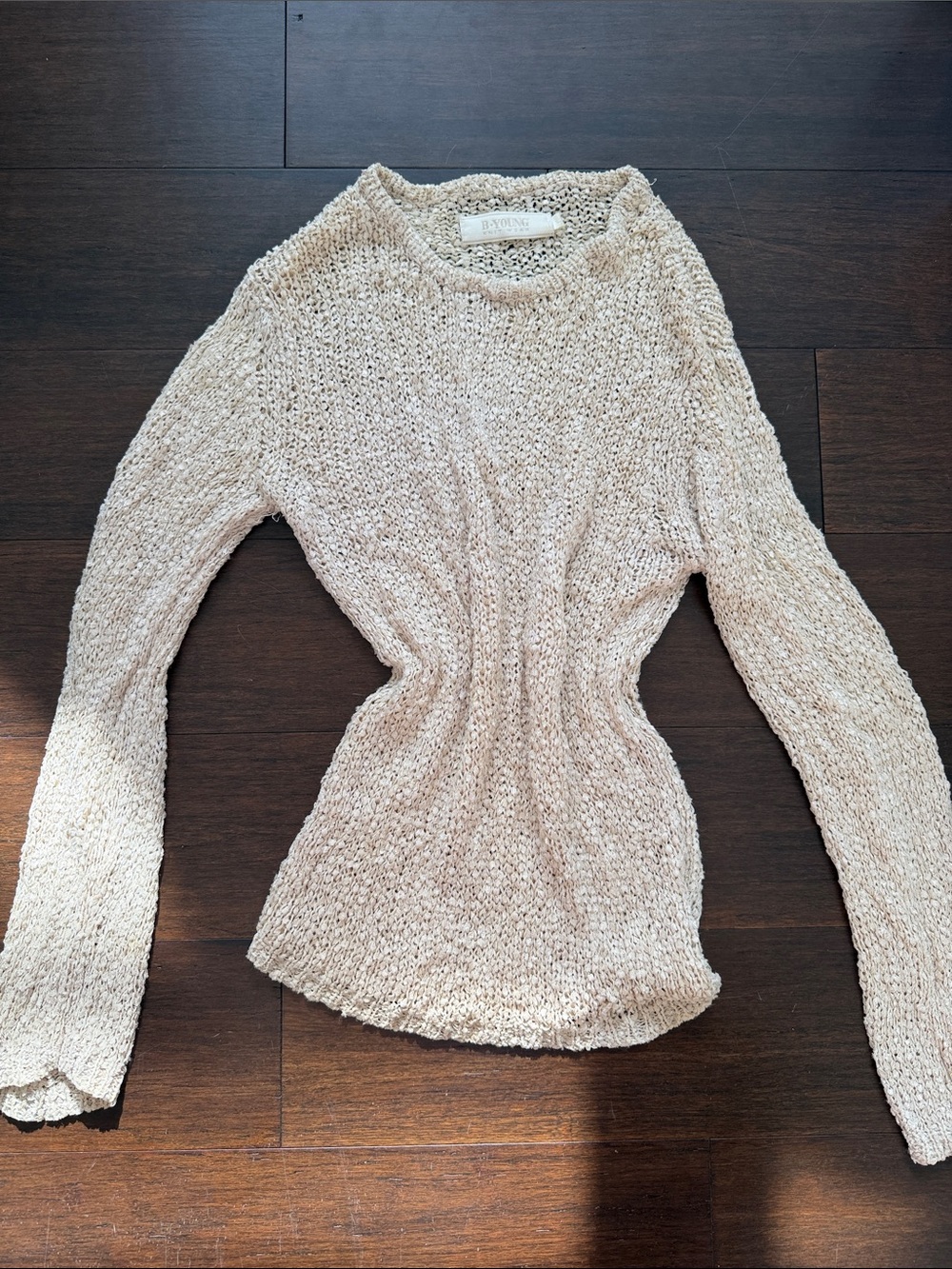 B-YOUNG Light Cream Women's Knit Long-Sleeve Sweater